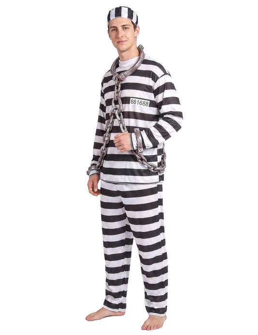 Disfraz de preso para hombre rayas