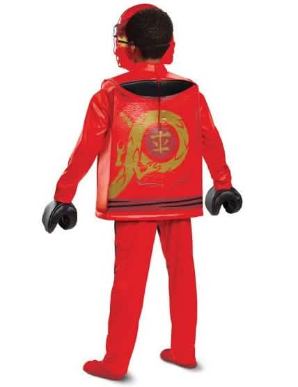 Vista trasera del disfraz deluxe Kai Ninjago LEGO