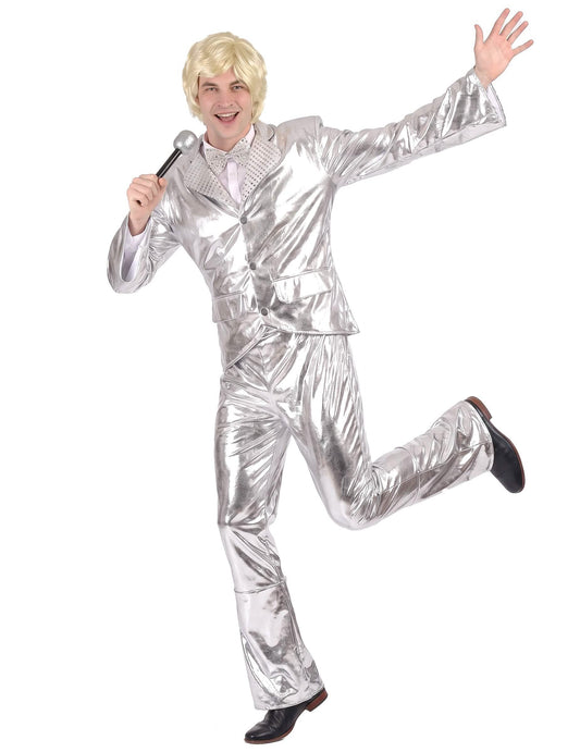 Disfraz Disco plateado brillante hombre
