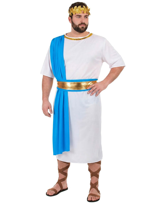 Disfraz de emperador griego azul hombre