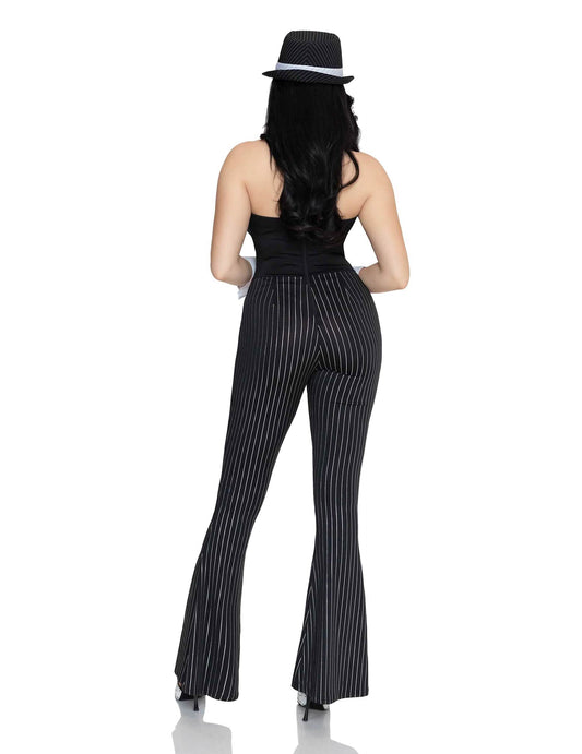 Disfraz de gánster sexy negro y dorado de lujo para mujer