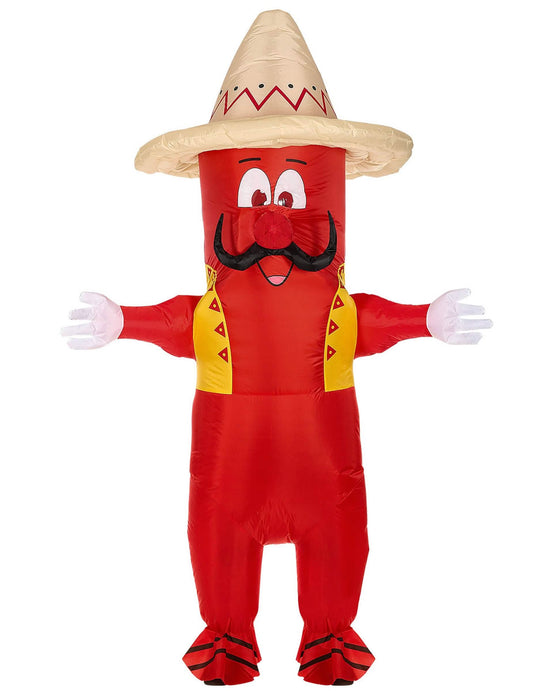 Vue de face du déguisement gonflable piment mexicain