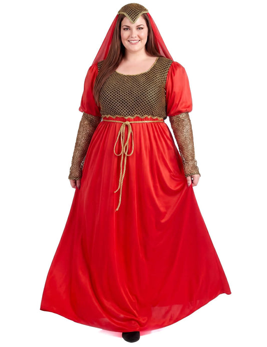 Disfraz medieval de mujer rojo talla grande