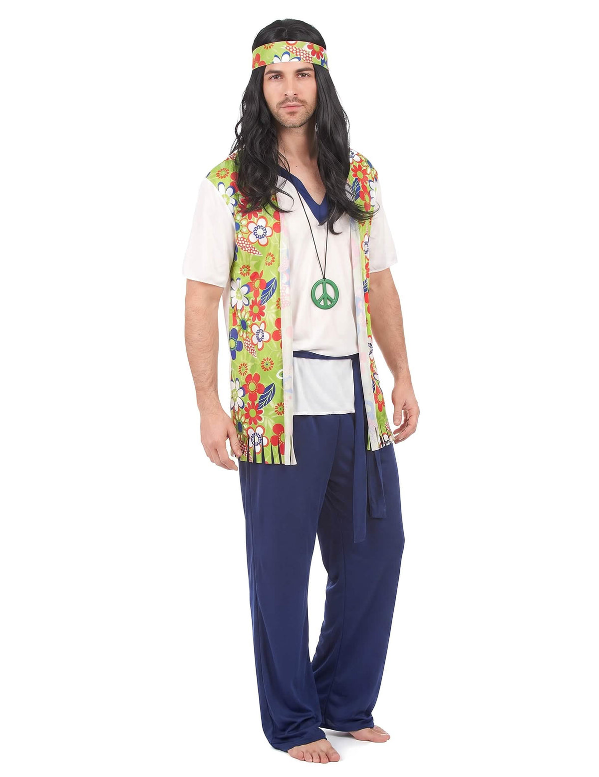 Disfraz de hippie para hombre tonos florales
