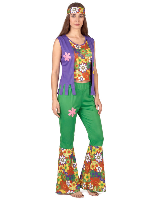 Disfraz de hippie flower power para mujer