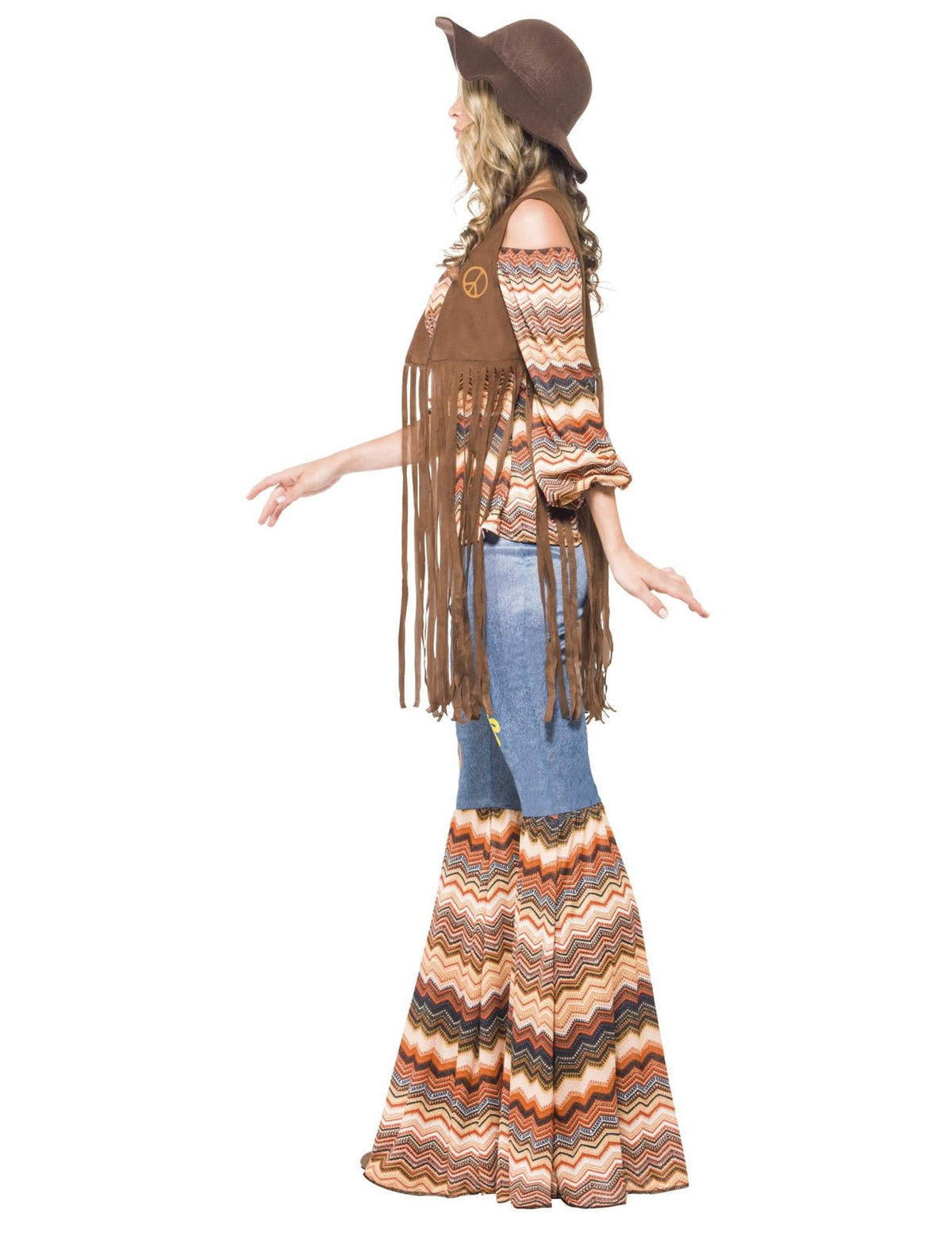 Vista de perfil del disfraz hippie armonía para mujer