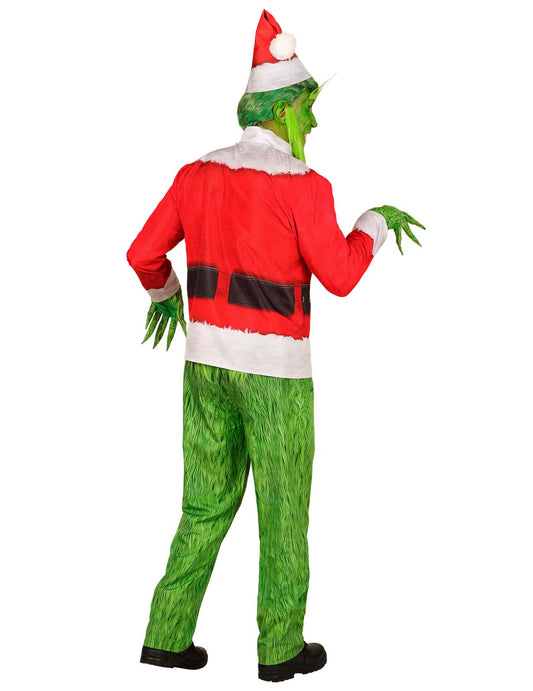 Disfraz completo de monstruo gruñón navideño para adulto