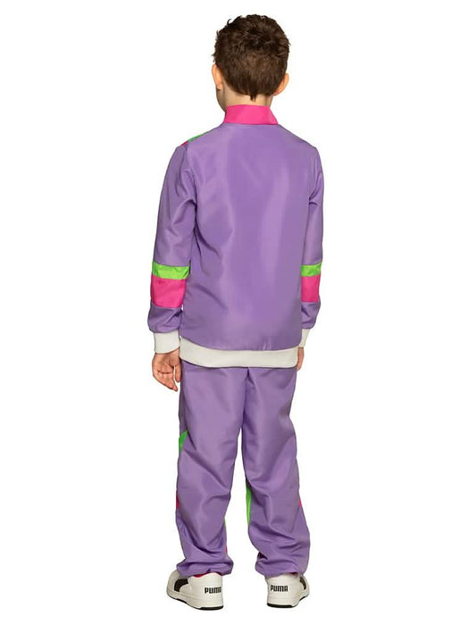 Vue de dos du déguisement jogging rétro pour enfant