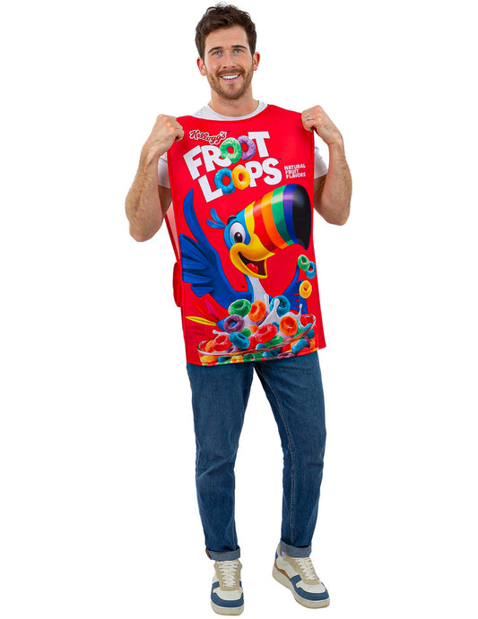 Disfraz de caja de cereales Kellogg's™ Froot Loops para adulto