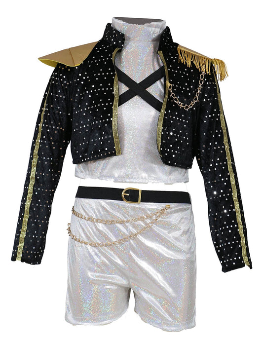 Vue de face du déguisement Kpop star iridescent