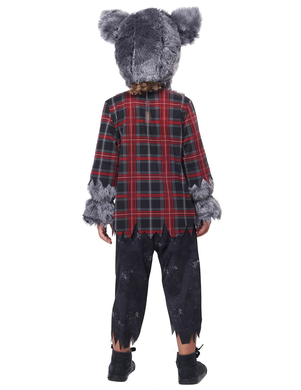 Vista posterior del disfraz de hombre lobo de lujo para niño