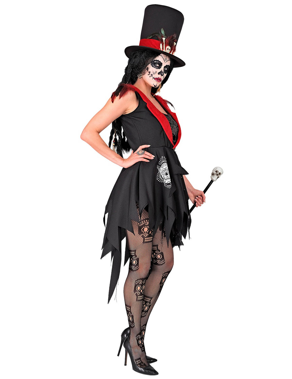 Vue de profil du déguisement de maitresse vaudou