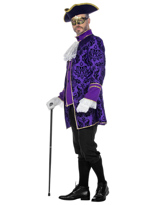 Traje de marqués barroco morado de lujo para hombre