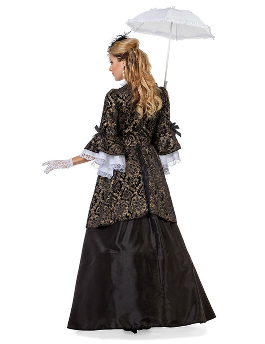 Disfraz de marquesa negro y dorado para mujer