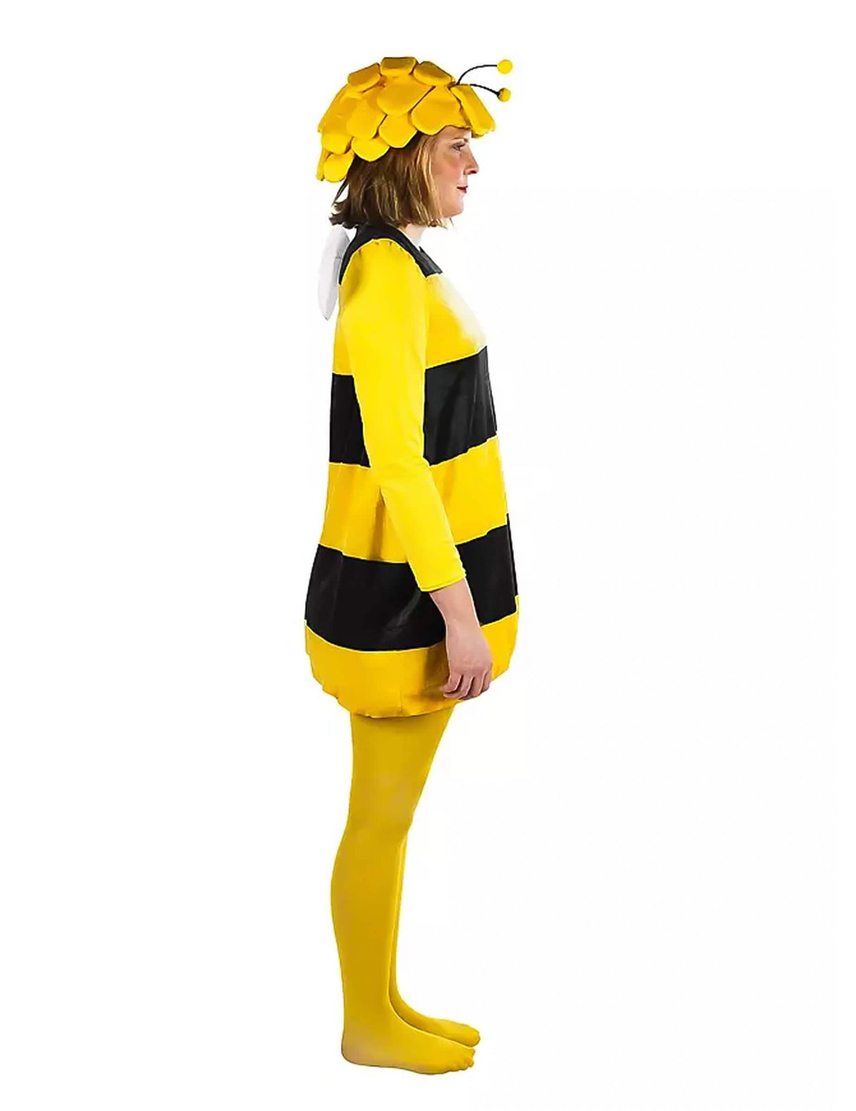 Vista de perfil del disfraz Maya la abeja para adulto