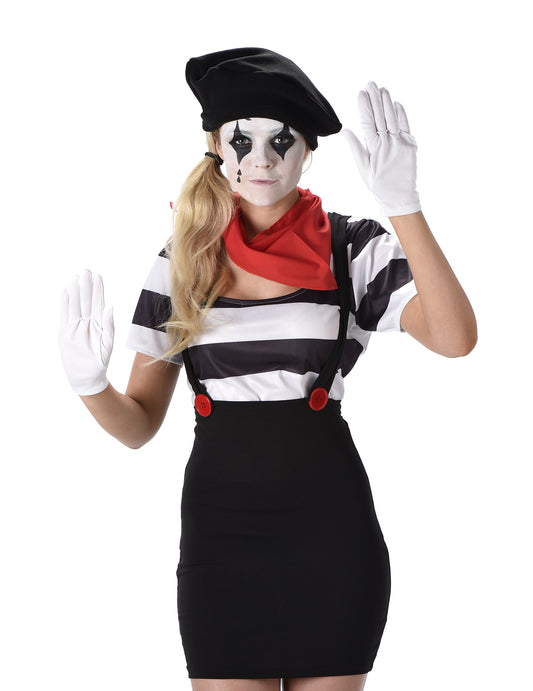 Disfraz mimo blanco y negro - mujer