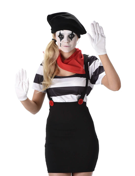 Disfraz mimo blanco y negro - mujer