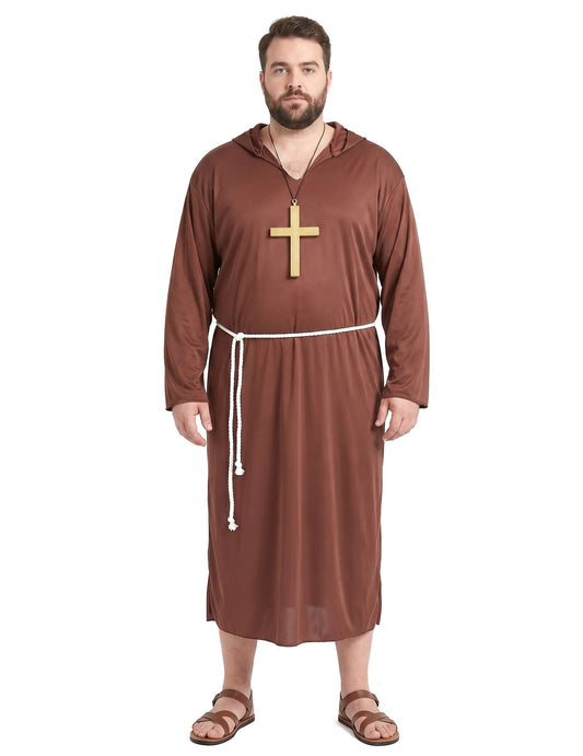 Disfraz monje marrón claro hombre talla grande
