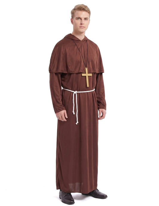 Disfraz de monje para hombre marrón