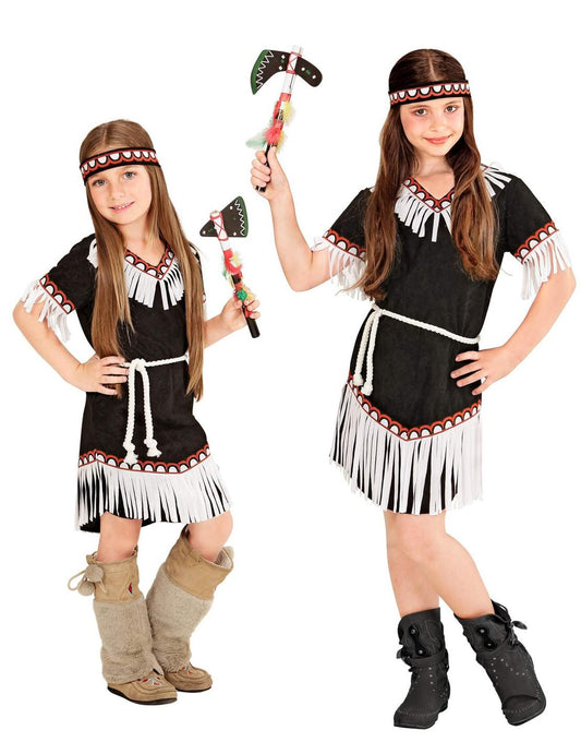 Vista general con accesorios del disfraz de pequeña india