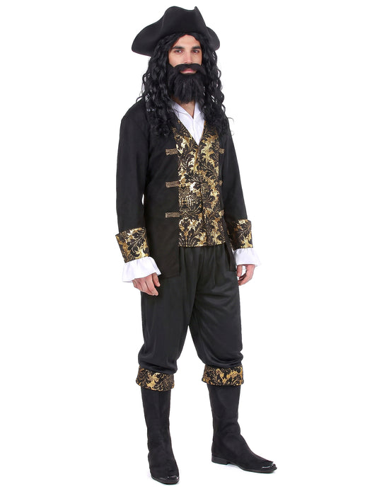 Disfraz de pirata hombre negro y dorado