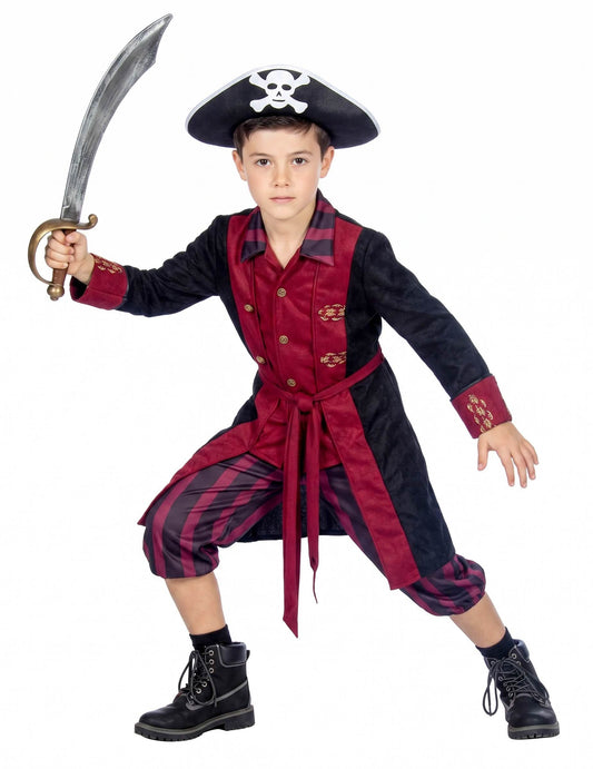 Disfraz de Pirata burdeos y negro para niño
