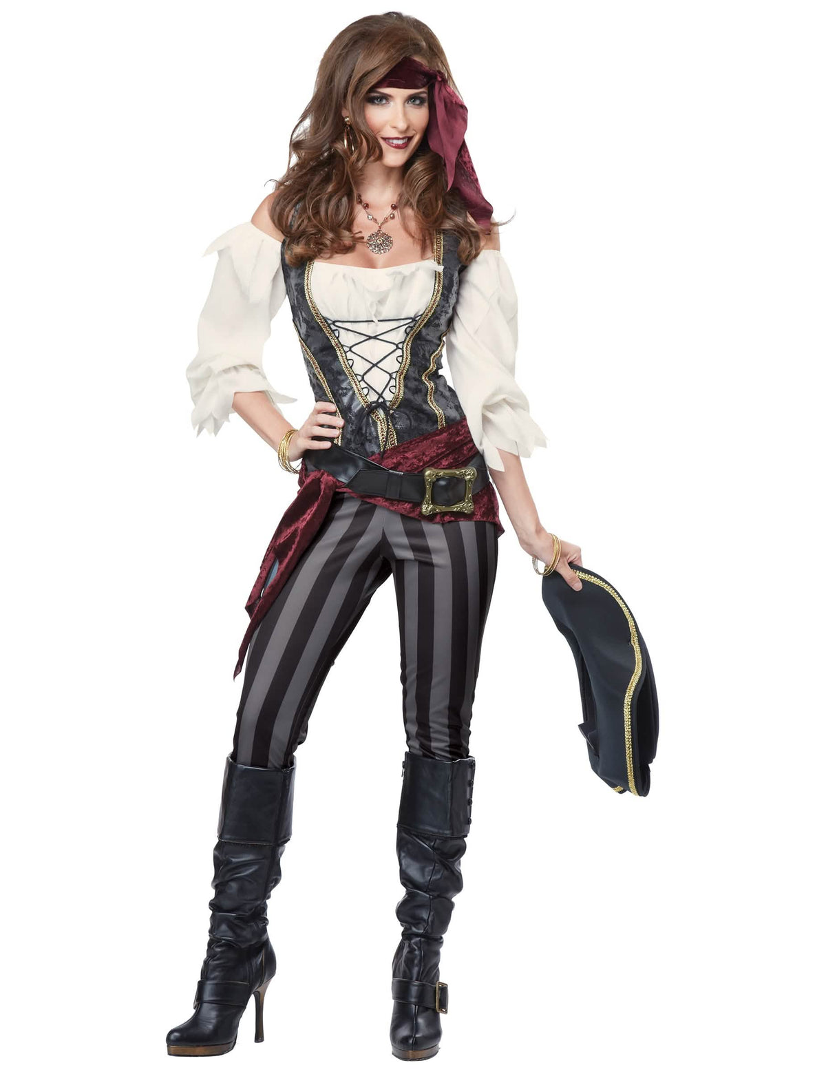 Vista general del disfraz de pirata para mujer