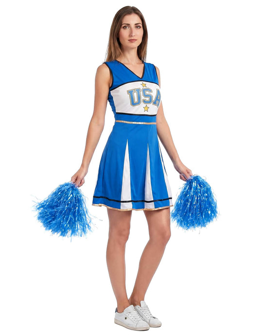 Disfraz de animadora USA azul - mujer