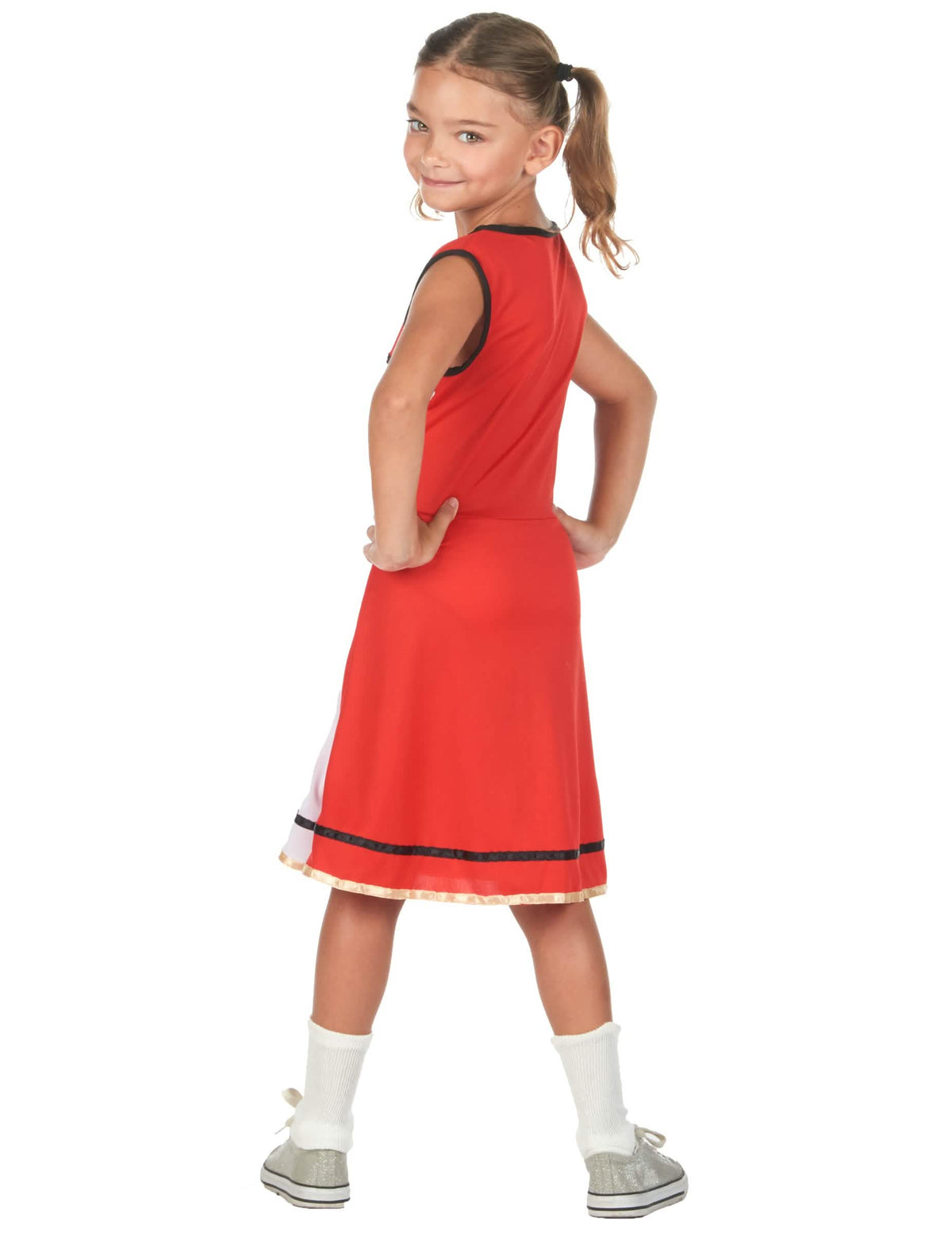 Vue de dos du déguisement pompom girl USA pour fille