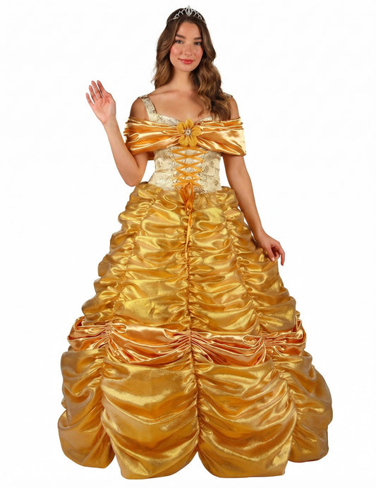 Disfraz de princesa amarillo de alta gama para mujer