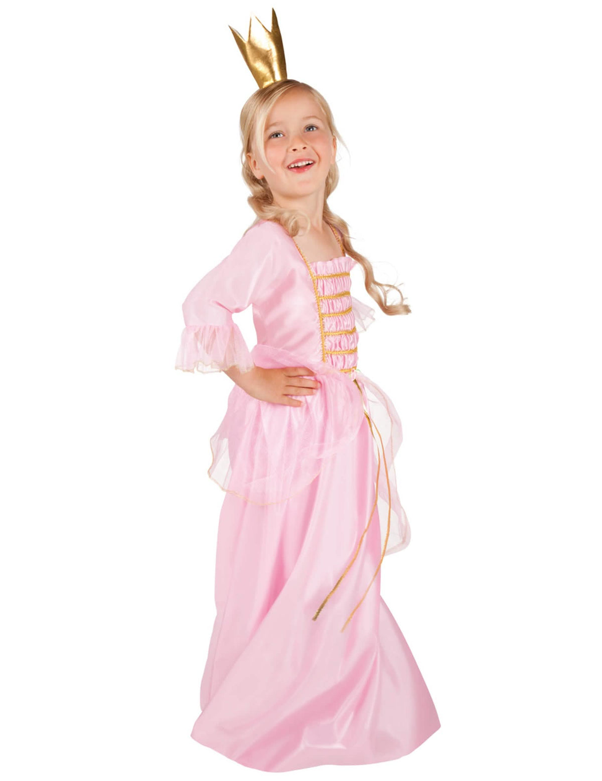 Déguisement de princesse pour fille rose et doré avec couronne