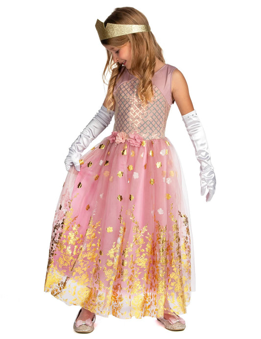 Vue de profil du déguisement de princesse pour fille rose gold