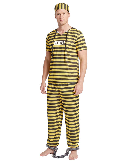 Disfraz de prisionero amarillo para hombre