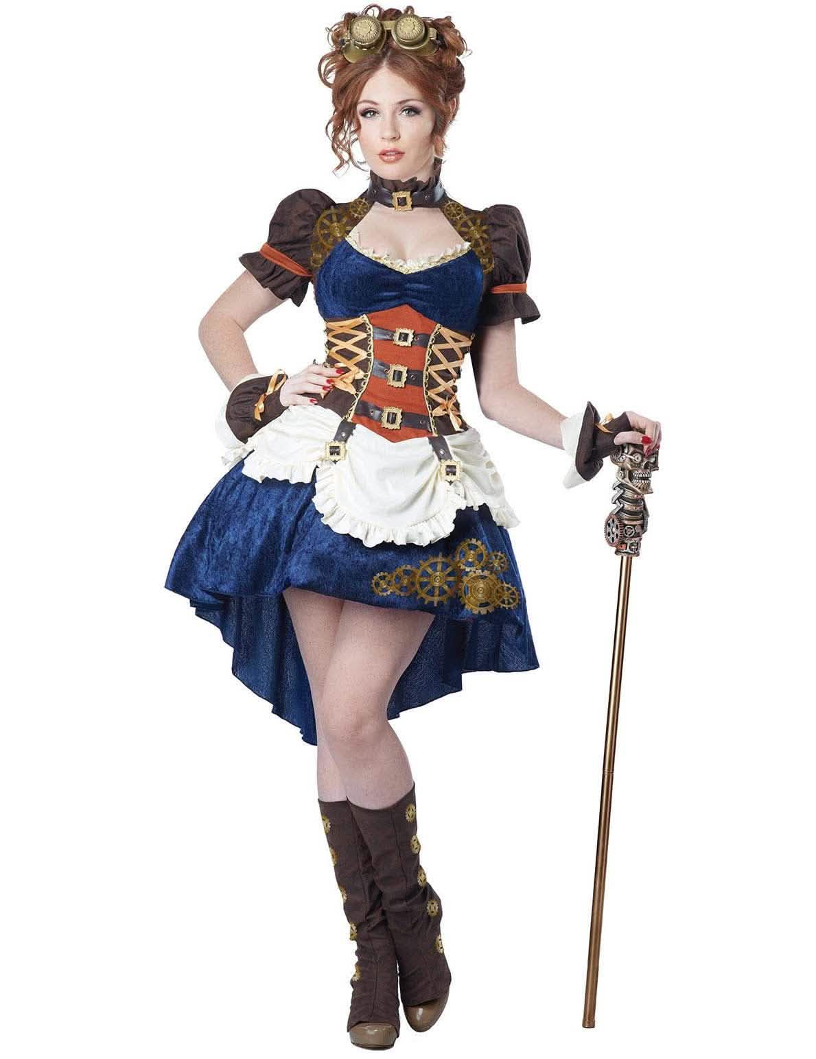 Disfraz de pareja Steampunk retro futurista para adulto