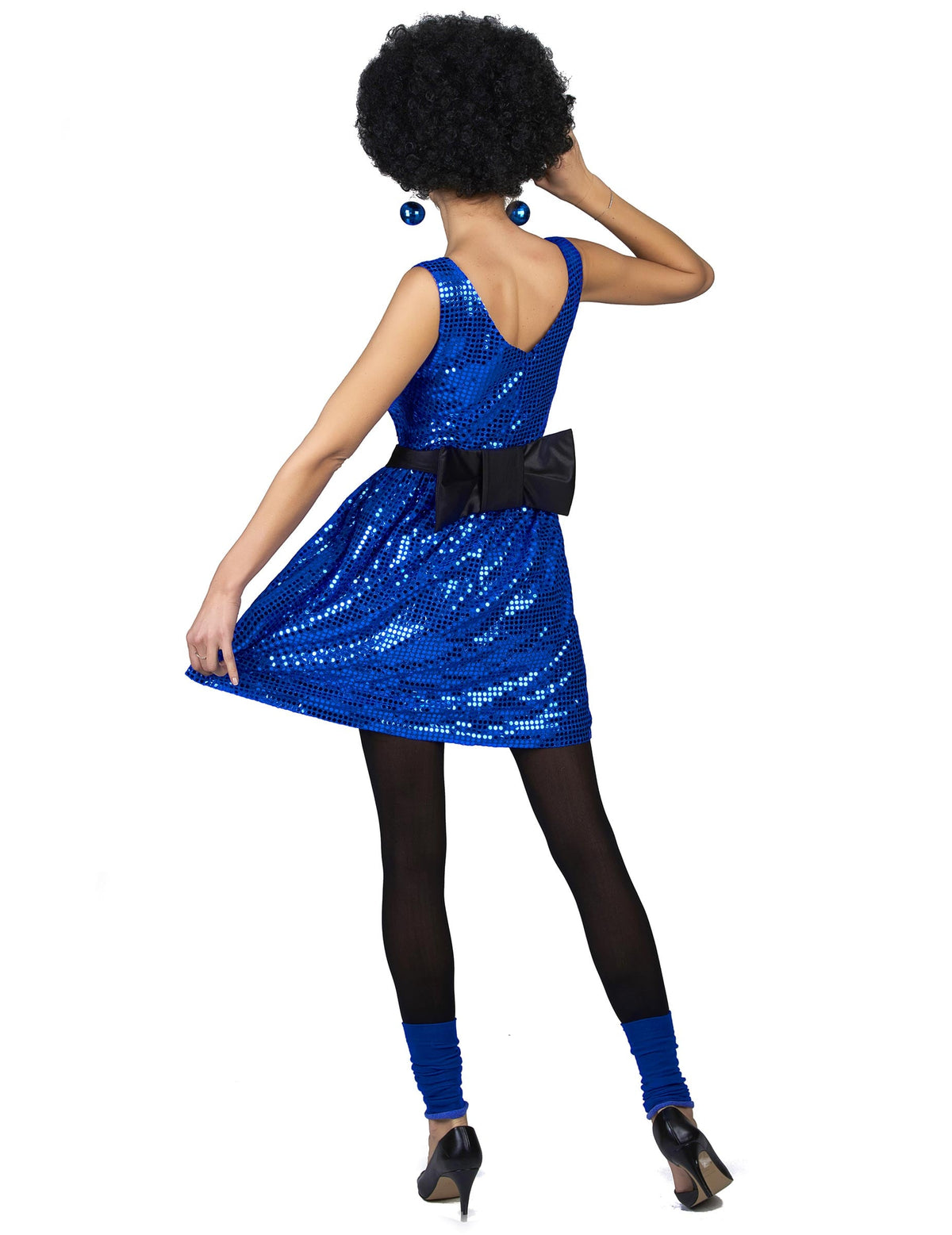 Vue de dos du déguisement robe disco pour femme