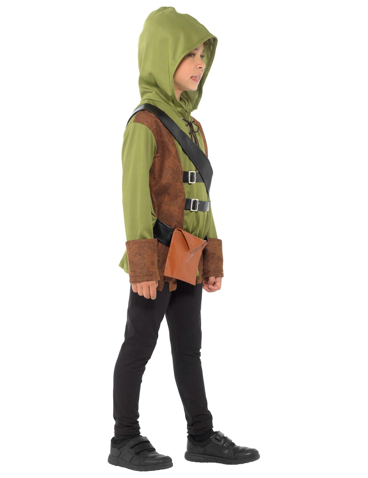 Vista de perfil del disfraz de Robin Hood