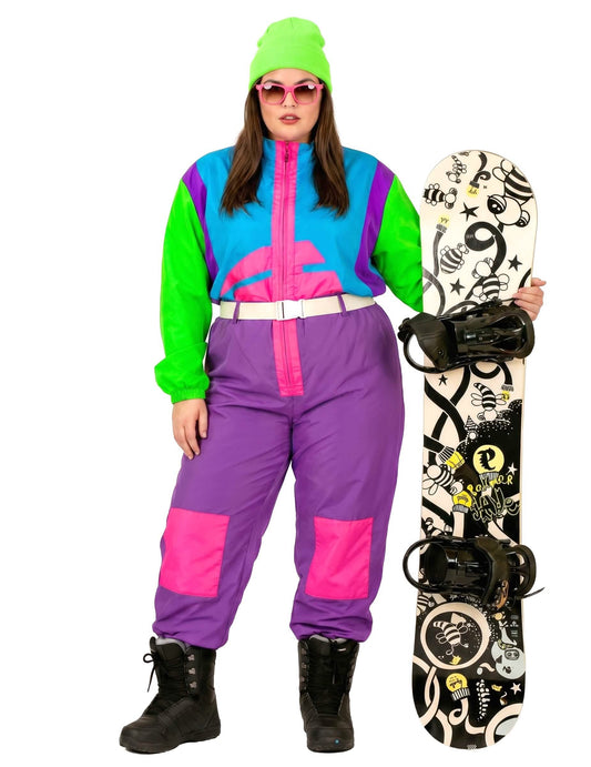 Disfraz de snowboarder fluorescente para adulto de talla grande