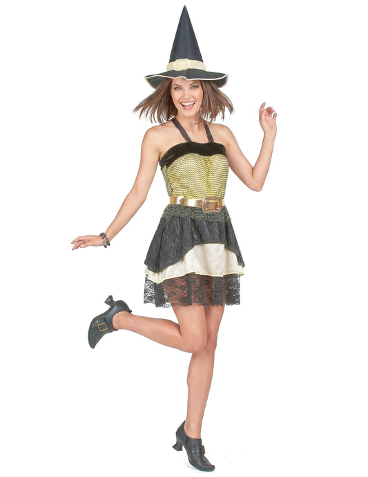 Déguisement sorcière femme Halloween or