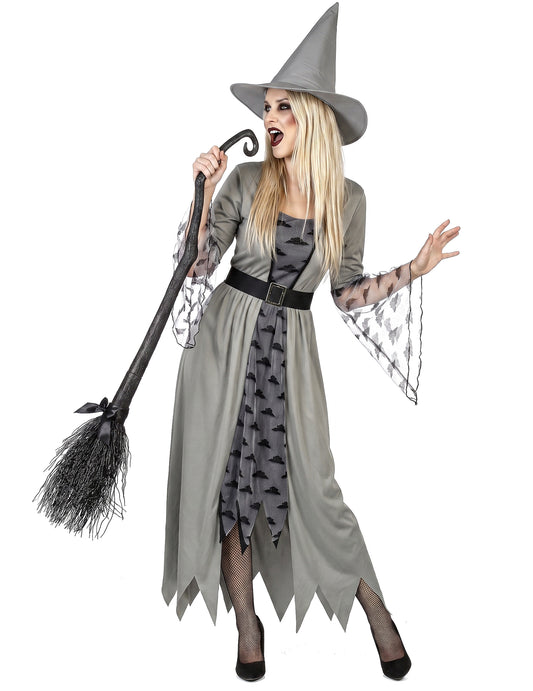 Disfraz de bruja gris mujer