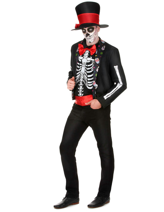 Disfraz de esqueleto Día de los Muertos hombre