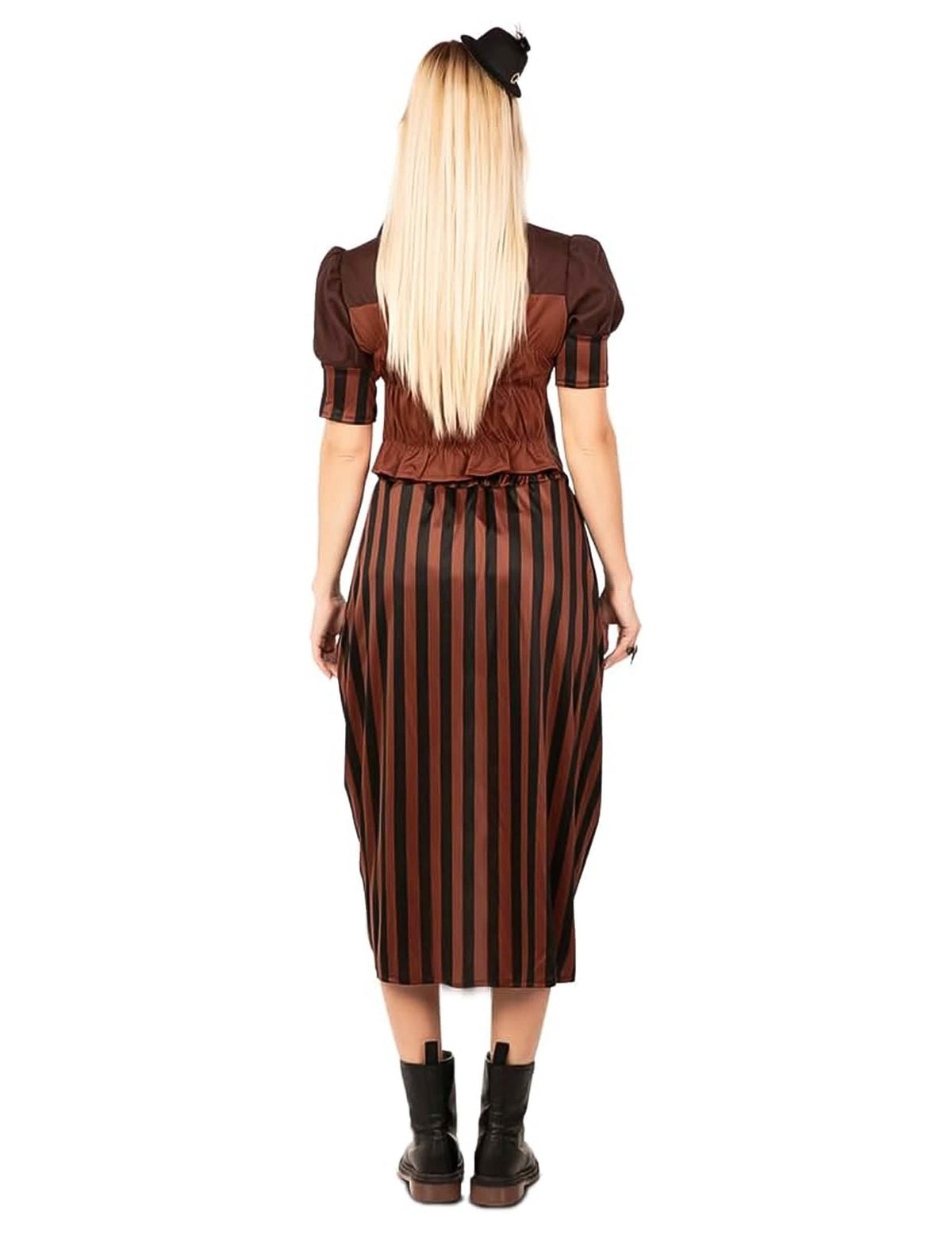 Vista trasera del disfraz steampunk para mujer