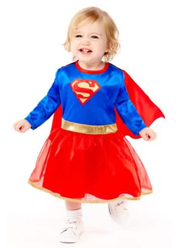 Disfraz Supergirl™ para bebé azul y rojo con capa