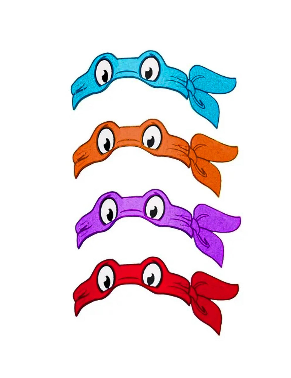 Detalle de las cuatro cintas de colores del disfraz Tortuga Ninja™ para bebé