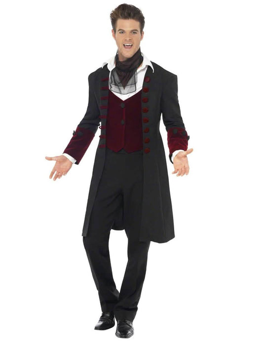 Vue de face du déguisement de vampire pour homme