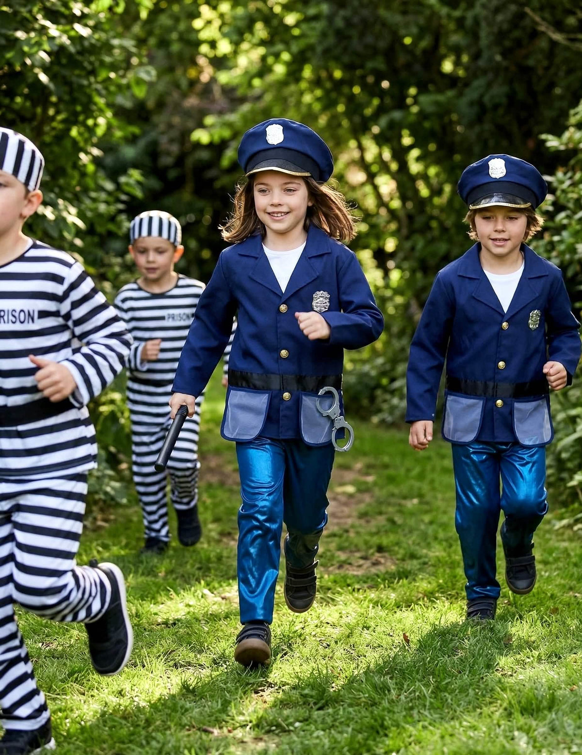 Puesta en escena del disfraz con accesorios de policía para niño