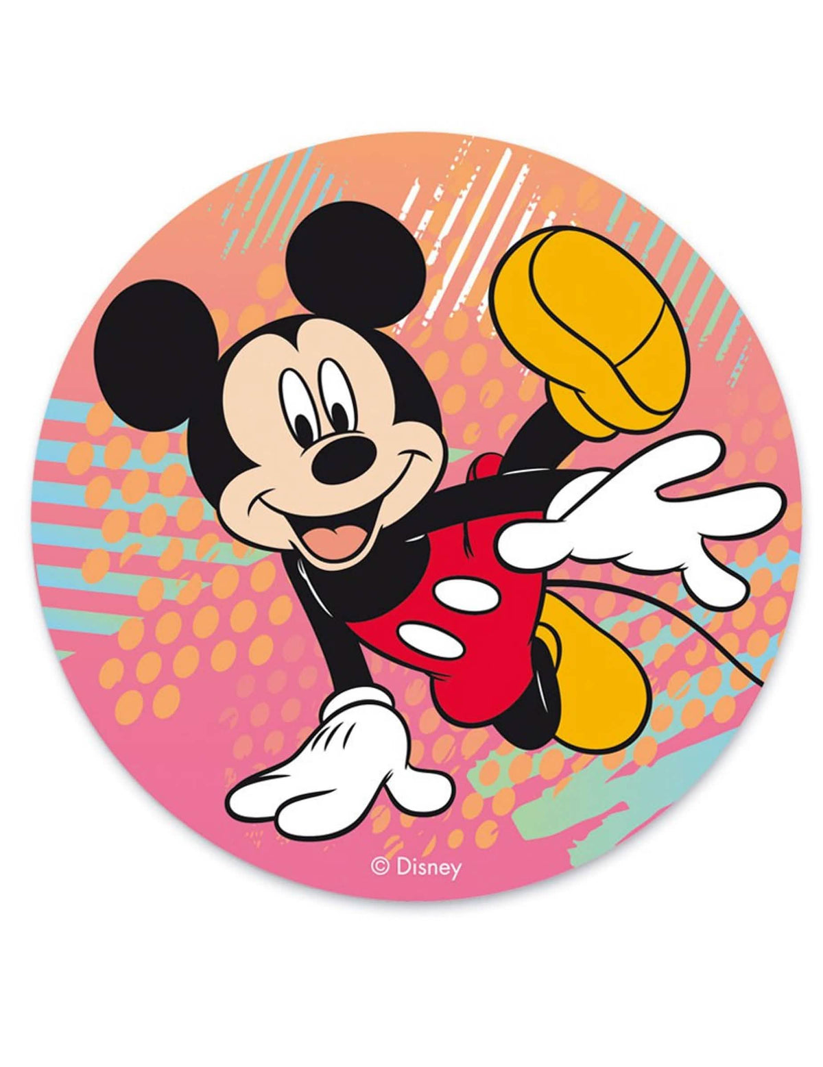 Disco de oblea Mickey bailarín rosa y multicolor