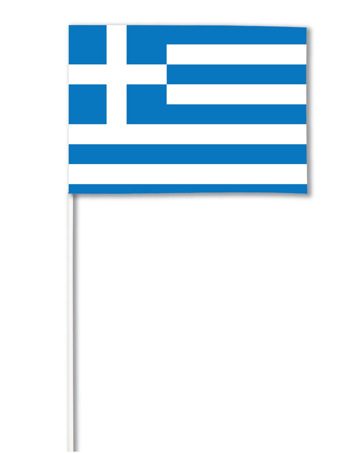 Bandera de papel de grecia azul y blanco en asta
