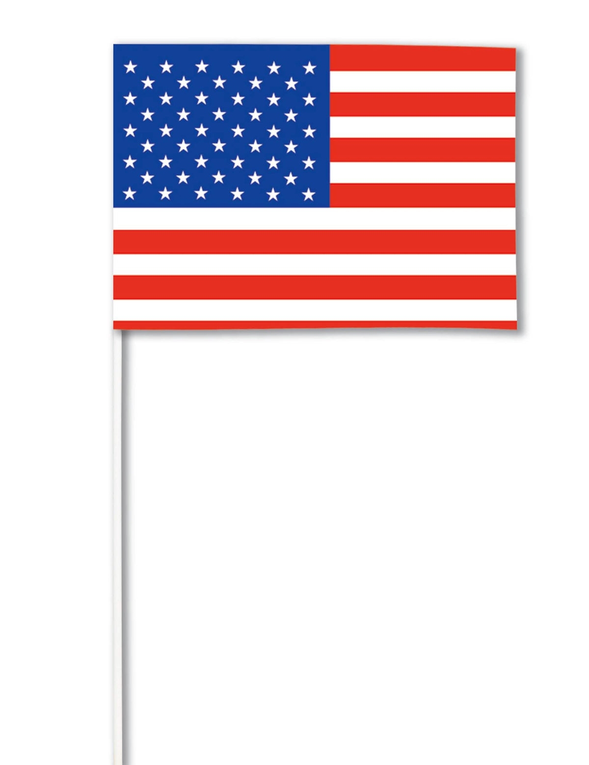 Bandera de papel usa azul blanco y rojo sobre tallo blanco