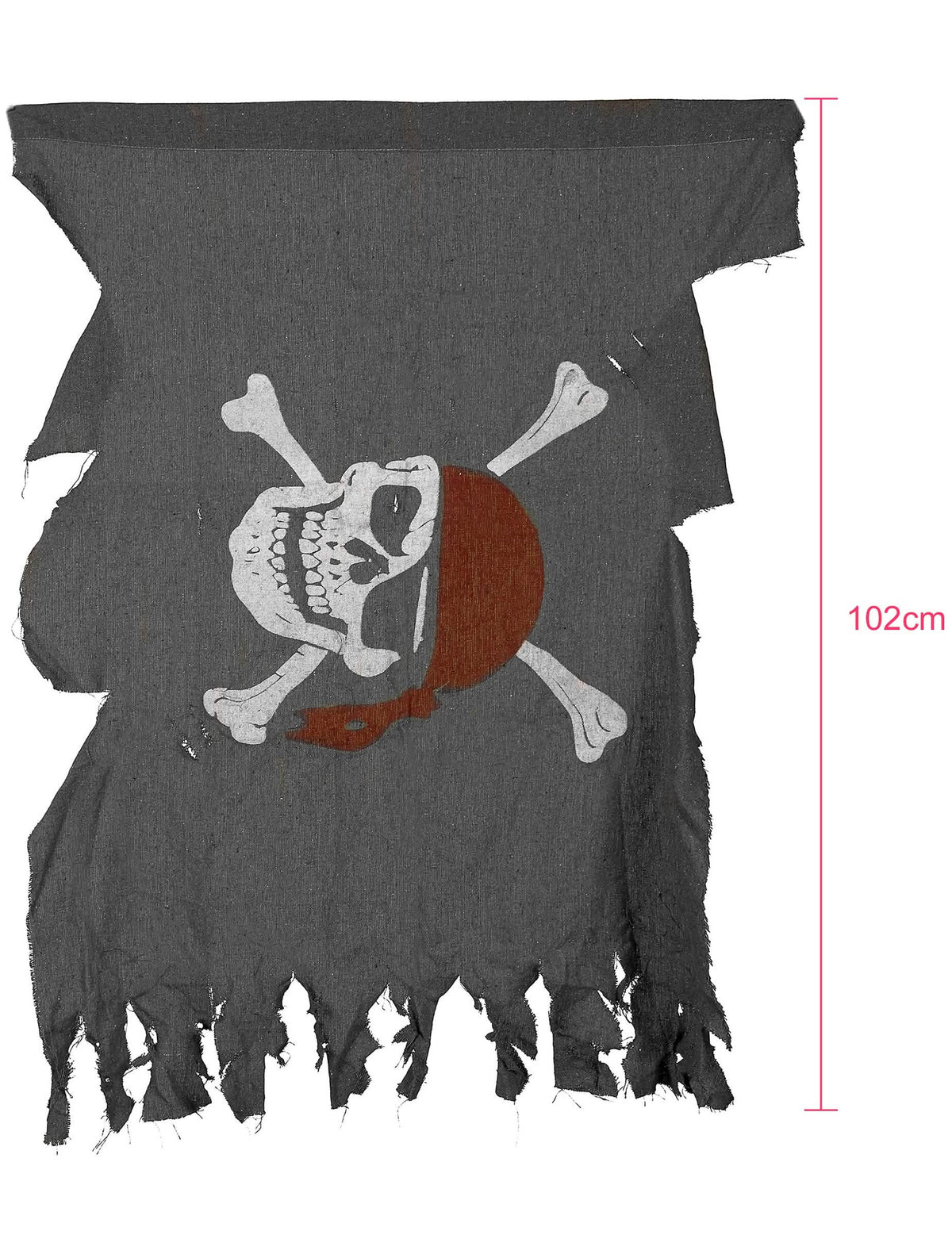 Detalle de las dimensiones de la bandera pirata para decoración