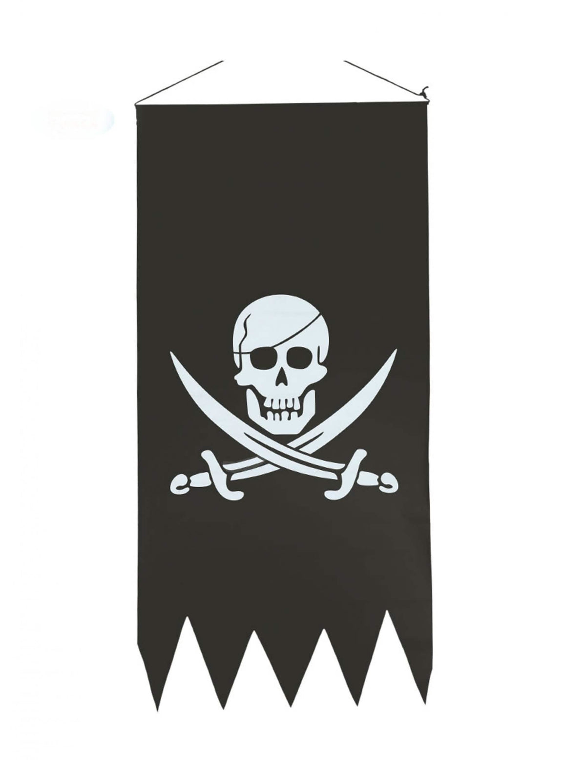 Bandera pirata con calavera para fiesta, blanco y negro con sables cruzados
